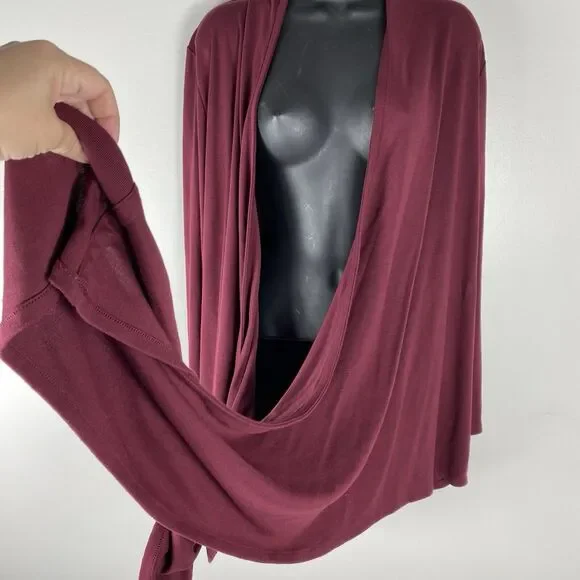 Pure Jill Womens Bordeaux Cardigan Sweater Sz Large Multi-Way Wrap Burgundy - Picture 6 of 8